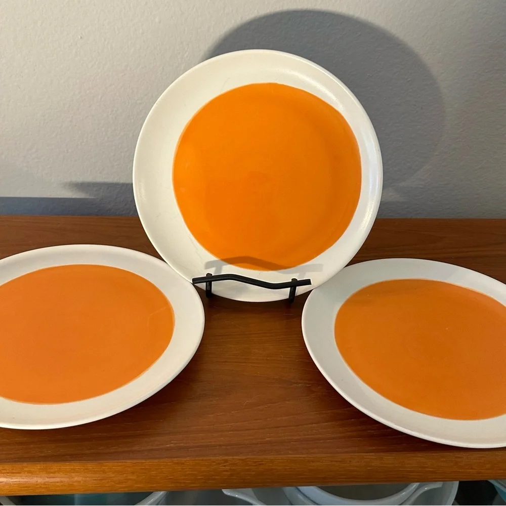 3 Crate & Barrel CBL175 Orange Center White Border 8 1/4